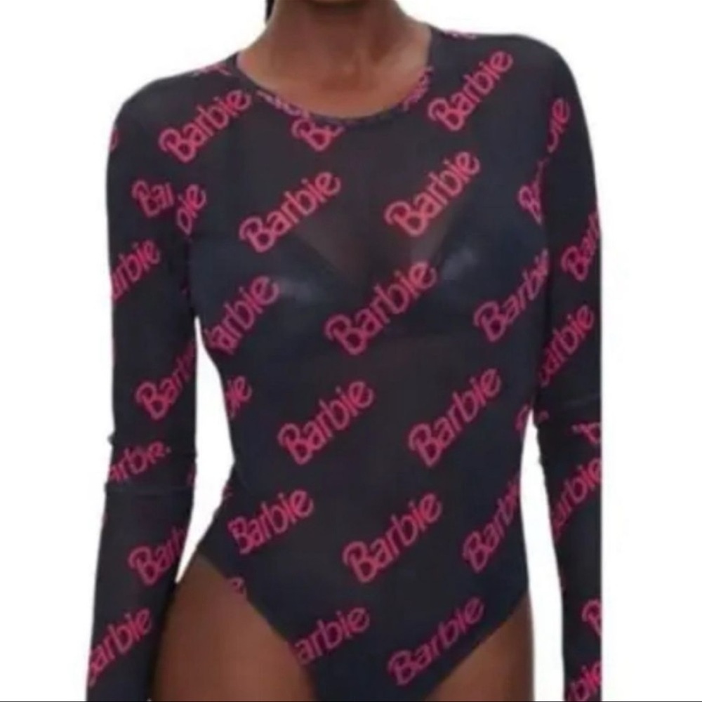 Barbie Black and Pink Bodysuit with Logo Print - Picture 3 of 8
